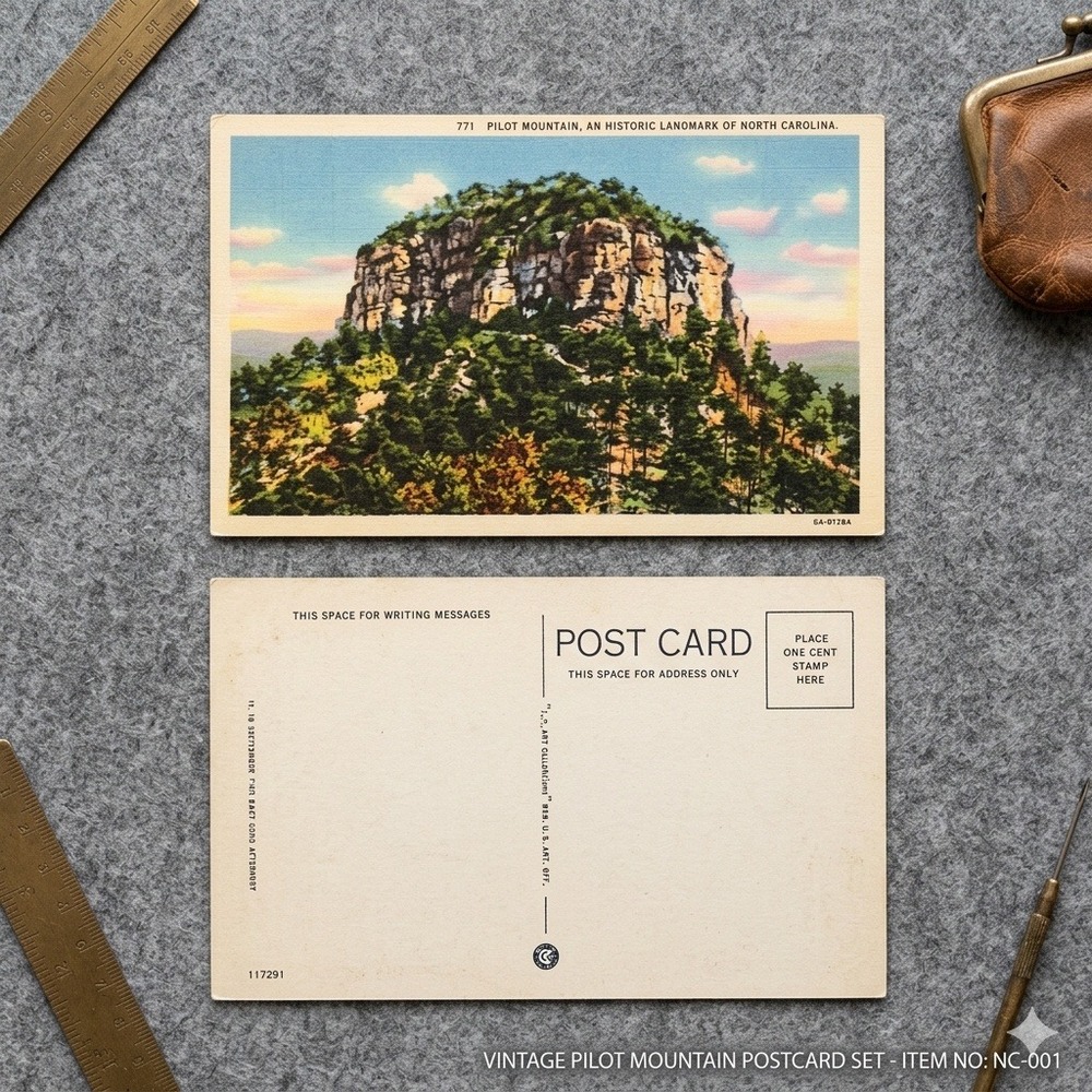 Vintage Pilot Mountain North Carolina NC Historic Landmark Linen Postcard 771